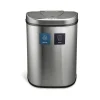 Stainless Steel Dual-Compartment Motion Sensor Trash Can, 18.5-Gallon, Silver (DZT-70-R3)<Nine Stars Clearance