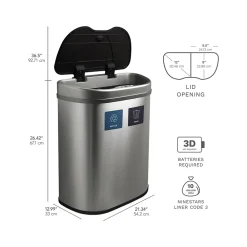 Stainless Steel Dual-Compartment Motion Sensor Trash Can, 18.5-Gallon, Silver (DZT-70-R3)<Nine Stars Clearance