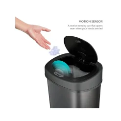Stainless Steel Sensor Trash Can, 13.2-Gallon, Black (DZT-50-9BK)<Nine Stars Outlet