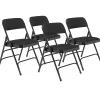 Folding & Stacking*National Public Seating NPS 2300 Series Fabric Padded Triple Brace Double Hinge Premium Folding Chairs, Midnight Black/Black, 4 Pack (2310/4)