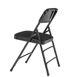 Folding & Stacking*National Public Seating NPS 2300 Series Fabric Padded Triple Brace Double Hinge Premium Folding Chairs, Midnight Black/Black, 4 Pack (2310/4)