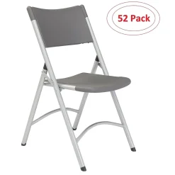 Folding & Stacking*National Public Seating NPS 600 Series Heavy Duty Plastic Folding Chair, Charcoal Slate, 52 Pack (620/52)