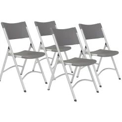 Folding & Stacking*National Public Seating NPS 600 Series Heavy Duty Plastic Folding Chair, Charcoal Slate, 4 Pack (620/4)