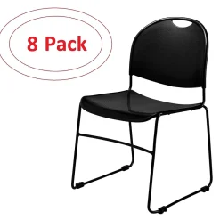 Folding & Stacking*National Public Seating NPS Commercialine 850 Series Ultra Compact Stack Chair, Black, 8 Pack (850-CL/8)
