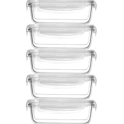 Nutrichef Stackable Borosilicate Glass Food Storage Containers Set, 10-Piece (NCCLX5)