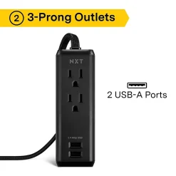 NXT Technologies ™ 8' Extension Cord, 2-Outlet, Black (NX56820)