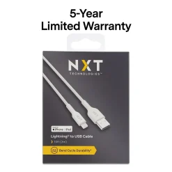 ™ 10 Ft. Braided Lightning to USB Cable, White (NX60463)<NXT Technologies Discount