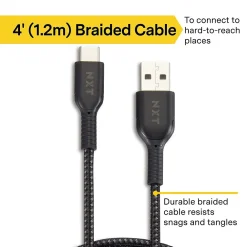 ™ 4 Ft. Braided USB-C to USB-A Cable, Black (NX60473)<NXT Technologies Outlet
