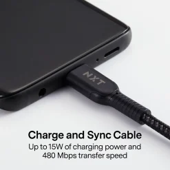 ™ 4 Ft. Braided USB-C to USB-A Cable, Black (NX60473)<NXT Technologies Outlet