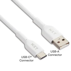 ™ 4 Ft. Braided USB-C to USB-A Cable, White (NX60474)<NXT Technologies Hot