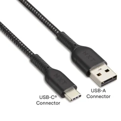 ™ 6 Ft. Braided USB-C to USB-A Cable, Black (NX60471)<NXT Technologies