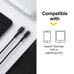 ™ 4 Ft. Braided USB-C to Lightning Cable for iPhone/iPad/iPod touch, Black (LBA020-4BKST)<NXT Technologies Hot