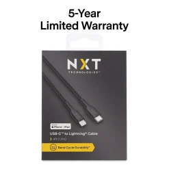 ™ 4 Ft. Braided USB-C to Lightning Cable for iPhone/iPad/iPod touch, Black (LBA020-4BKST)<NXT Technologies Hot