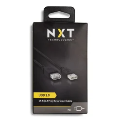 NXT Technologies ™ 15' USB A to USB A Cable, Male to Female, Black (NX29741)