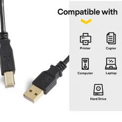NXT Technologies ™ 11' USB B to USB A Printer Cable, Male to Male, Black (NX29930)