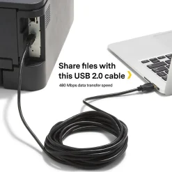 NXT Technologies ™ 16' USB B to USB A Printer Cable, Male to Male, Black (NX29931)