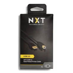 NXT Technologies ™ 16' USB B to USB A Printer Cable, Male to Male, Black (NX29931)