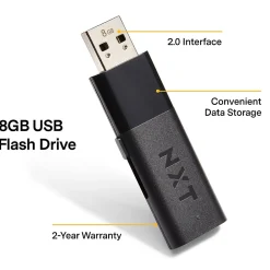 NXT Technologies ™ 8GB USB 2.0 Type A Flash Drive, Black (NX27987-US/CC)
