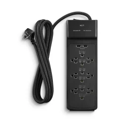NXT Technologies ™ 12-Outlet Plus USB Surge Protector, 8' Braided Cord, 3900 Joules (NX54319)