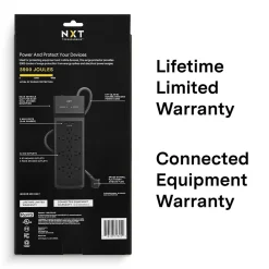 NXT Technologies ™ 12-Outlet Plus USB Surge Protector, 8' Braided Cord, 3900 Joules (NX54319)