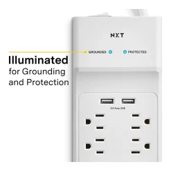 NXT Technologies ™ 8-Outlet Plus USB Surge Protector, 6' Cord, 2100 Joules (NX54317)