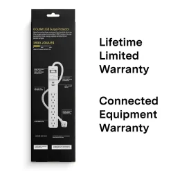NXT Technologies ™ 6-Outlet Plus USB Surge Protector, 4' Cord, 1500 Joules (NX61426)