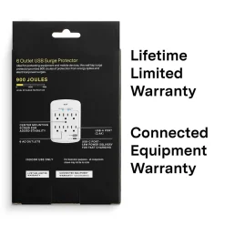 NXT Technologies ™ 6-Outlet Plus USB Outlet Surge Protector, 900 Joules (NX61427)