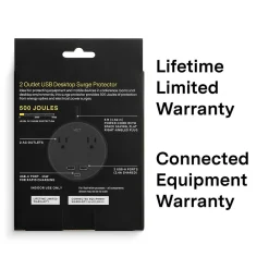 NXT Technologies ™ 2-Outlet Plus USB Surge Protector, 5' Cord, 500 Joules (NX61428)
