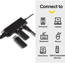 NXT Technologies 4-Port USB-C Hub, Black (NX60398)
