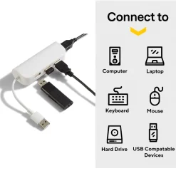 NXT Technologies ™ 4-Port USB 2.0 Hub, White (NX29758)