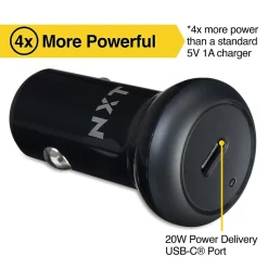 ™ Universal USB-C Car Charger, Black (NX60450)<NXT Technologies Online
