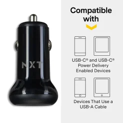 ™ Universal USB-C Car Charger, Black (NX60450)<NXT Technologies Online