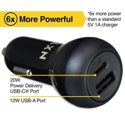 ™ Universal USB-C/USB-A Car Charger, Black (NX60452)<NXT Technologies Hot