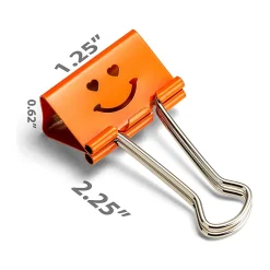 Clips & Fasteners|Officemate Smiling Face Medium Binder Clips, Assorted Colors, 36 Clips/Pack (31095)