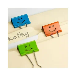 Clips & Fasteners|Officemate Smiling Face Medium Binder Clips, Assorted Colors, 36 Clips/Pack (31095)