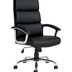 Office Chairs*Offices to go Executive Chair, Luxhide Upholstery, Black, Seat: 21"W x 18"D, Back: 24"H x 19 1/2"W