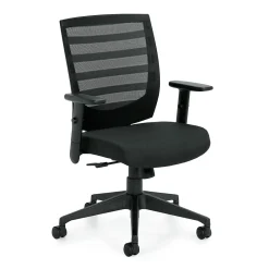 Office Chairs*Offices to go Mid-Back Mesh Fabric Management Chair, Black, Adjustable Arms (OTG11921B)
