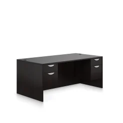 Office Desks*Offices to go Superior Laminate Double Pedestal Desk, BBF/FF, American Espresso, 29 1/2"Hx71"Wx36"D
