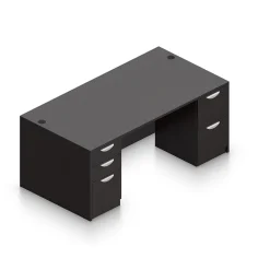 Office Desks*Offices to go Superior Laminate Double Pedestal Desk, Box/File, American Espresso, 29.5"Hx71"Wx36"D