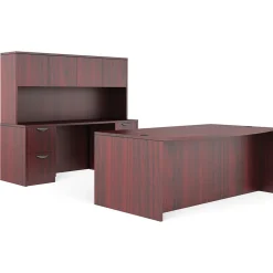 Office Desks*Global Offices to Go Superior Laminate Bundle 9, American Mahogany Laminate, 71"W x 113"L x 65.5"H/29.5"H