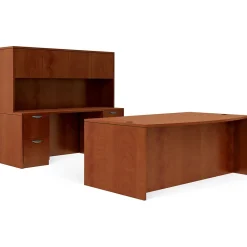 Office Desks*Global Offices to Go Superior Lam Bundle 9, American Dark Cherry Lam, 71"W x 113"L x 65.5"H/29.5"H
