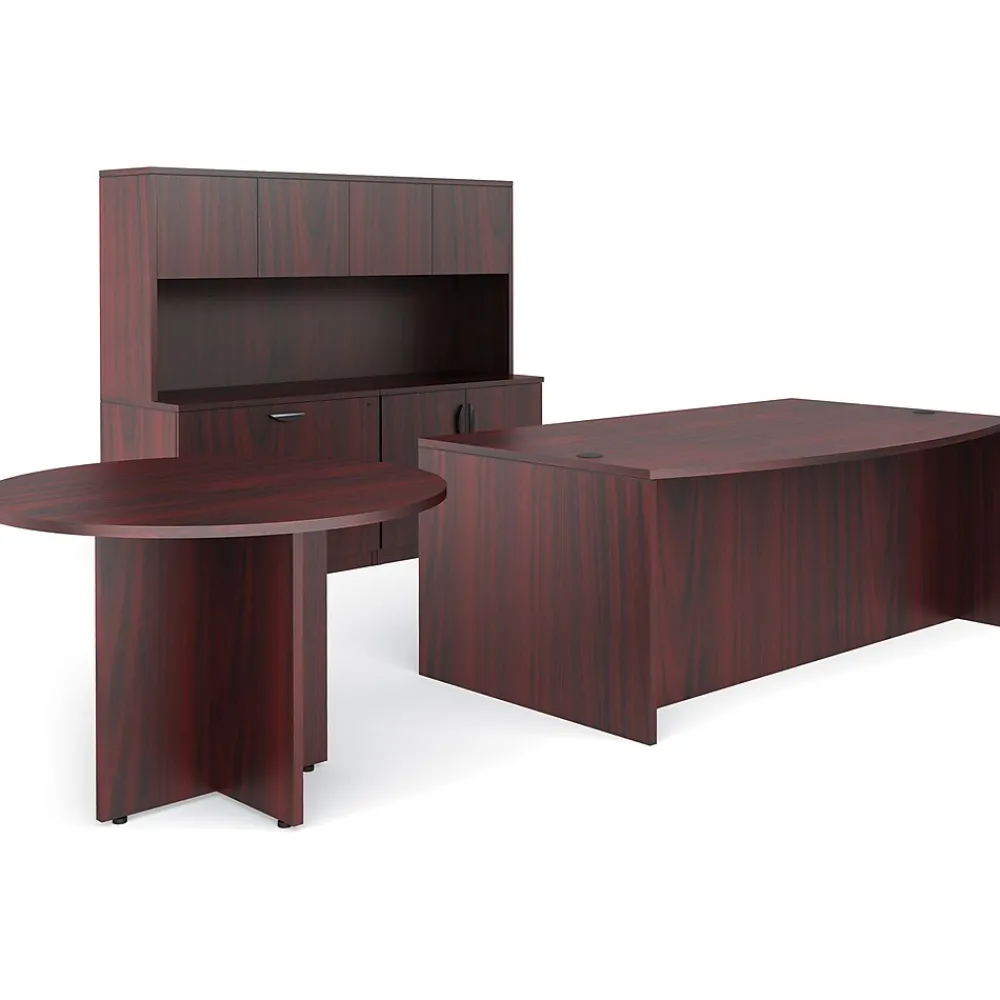 Office Desks*Global Offices to Go Superior Lam Bundle 8, American Mhgny Lam, 71" W x 143"L x 29.5"H/71"H, 42"L/W