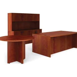 Office Desks*Global Offices to Go Superior Lam Bundle 8, American Dark Cherry Lam, 71" W x 143"L x 29.5"H/71"H, 42"L/W