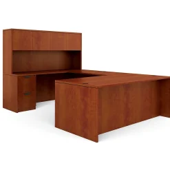 Office Desks*Global Offices to Go Superior Lam Bundle 2, American Dark Cherry Lam, 71"W x 108"L x 65.5"H / 29.5"H
