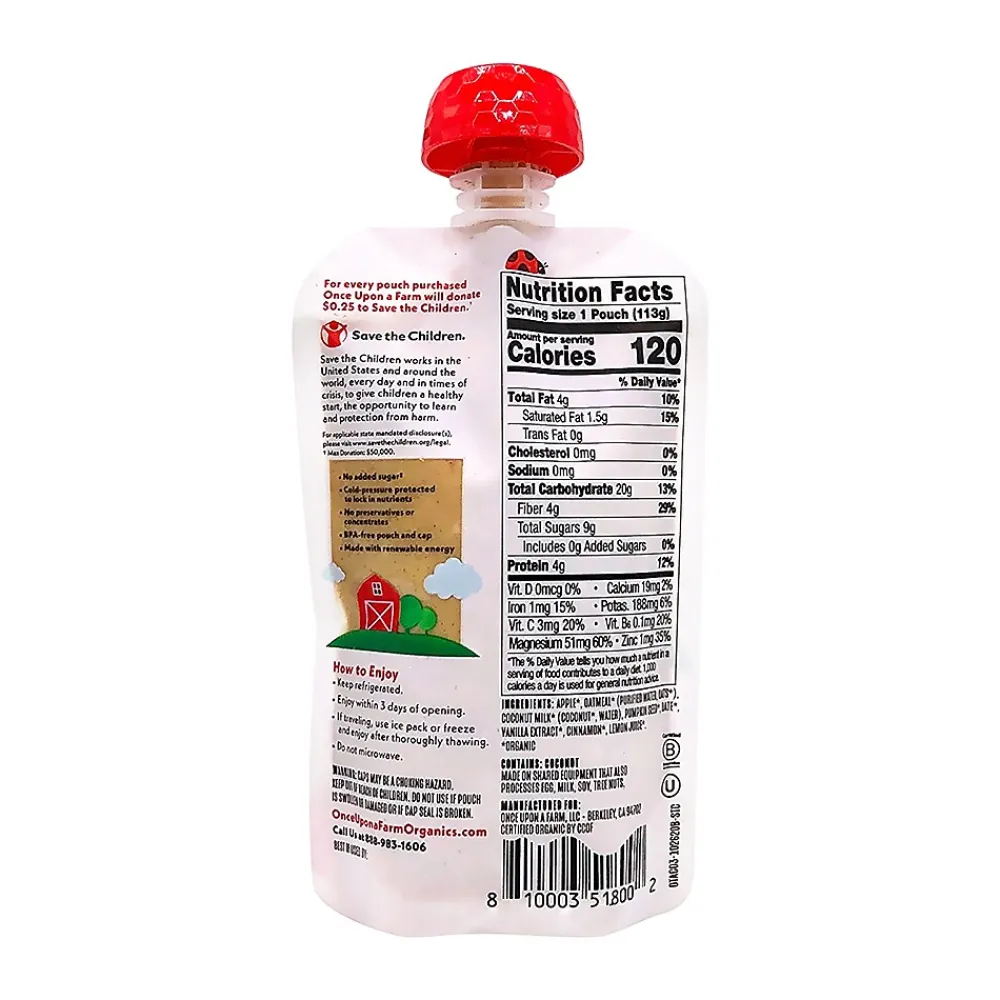 Once Upon a Farm Apple Cinnamon Overnight Oats, 4 oz., 8/Box