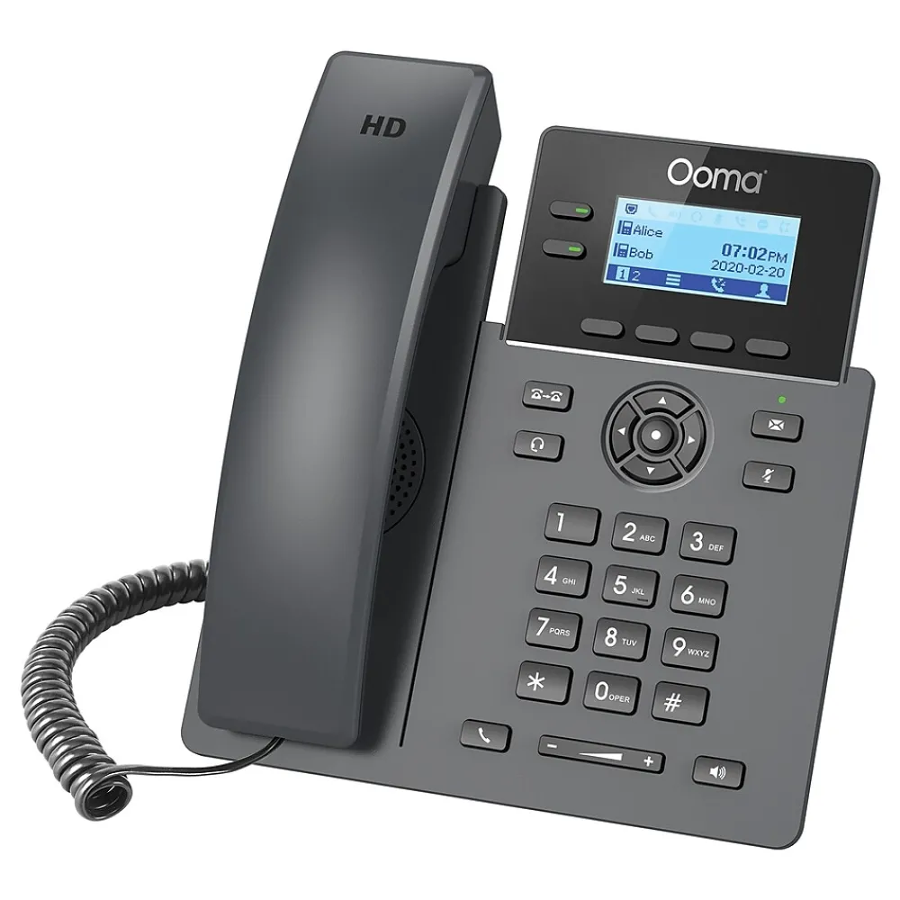 Ooma 2-Line VOIP Phone with Digital Answering, Black (2602)