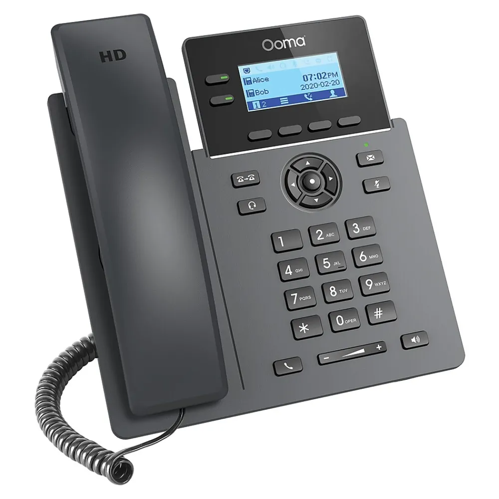 Ooma 2-Line VOIP Phone with Digital Answering, Black (2602)