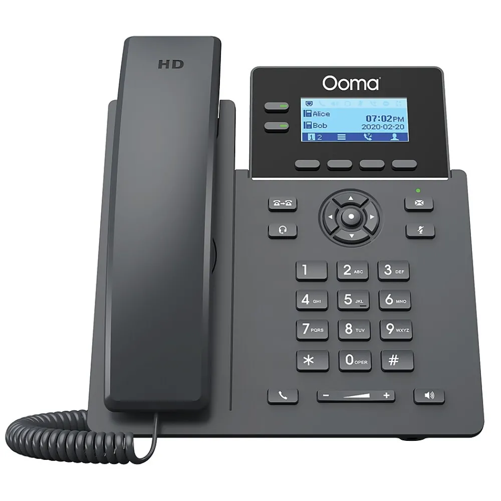 Ooma 2-Line VOIP Phone with Digital Answering, Black (2602)