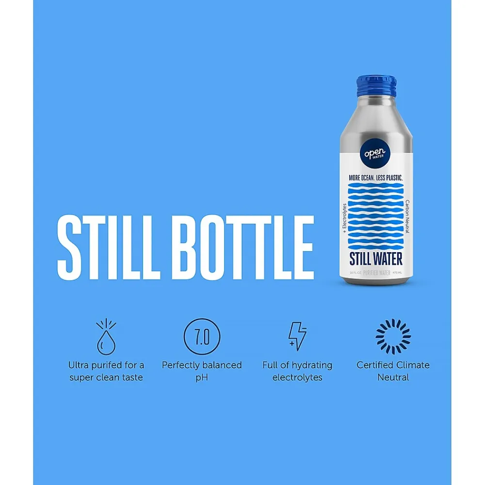 Open Water Still Canned Water with Electrolytes, 16 oz, 12/Pack (343-00001)
