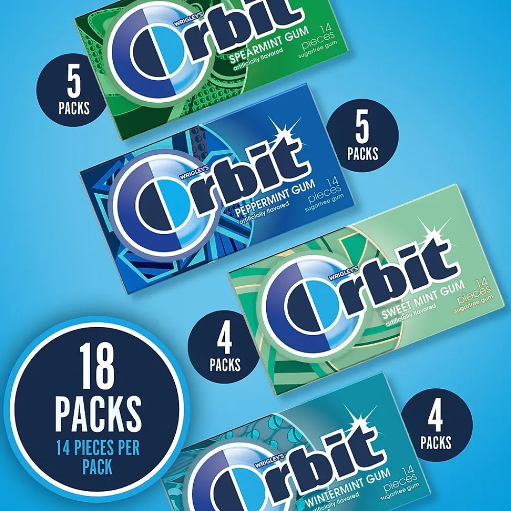 Orbit Variety Box Sugar Free Gum, Assorted Flavors, 12.8 oz., 252 Pieces/Pack, 18/Pack (220-00568)